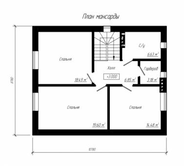 Загородный дом с мансардой и комбинированной отделкой фасада